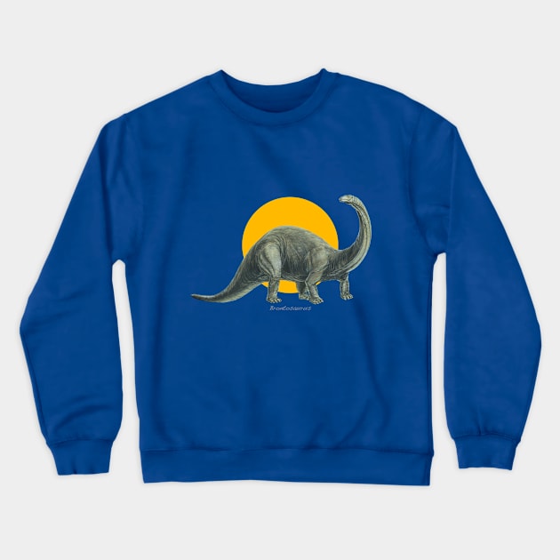 Brontosaurus Cut Out (with Orange Disc) Crewneck Sweatshirt by davidroland